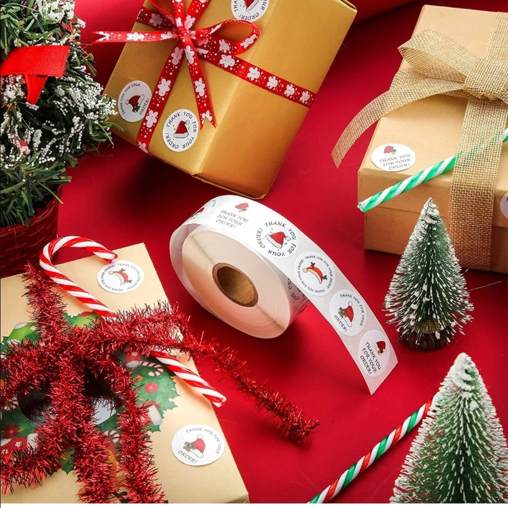 🎅🏽 100 Thank You - Merry Christmas Package Stickers