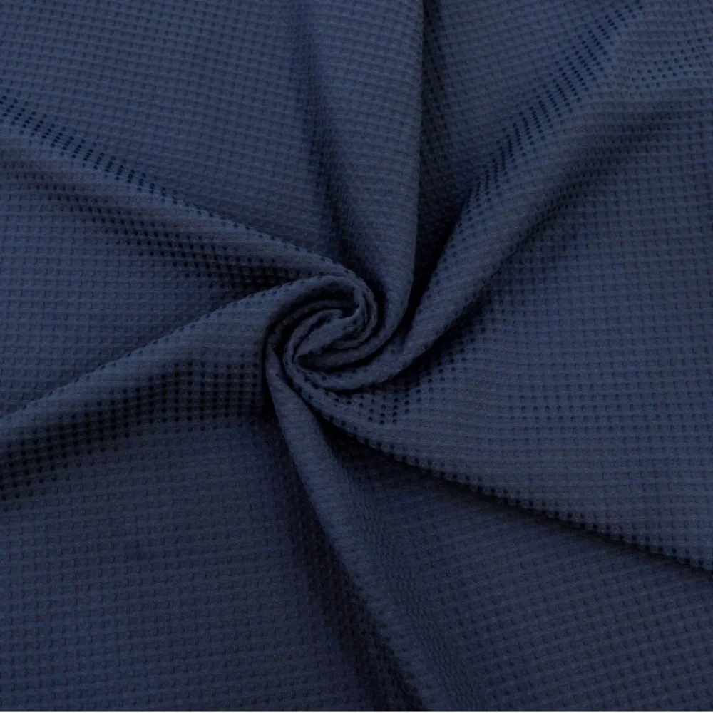 Luxury Home | Navy Blue Waffle Weave Fabric Hotel Series Shower Curtain