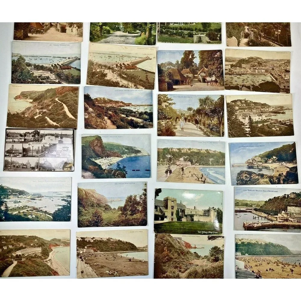 28 Vtg Postcards Torquay England Sands Cove Waldon West Front Beach Lot 1900s