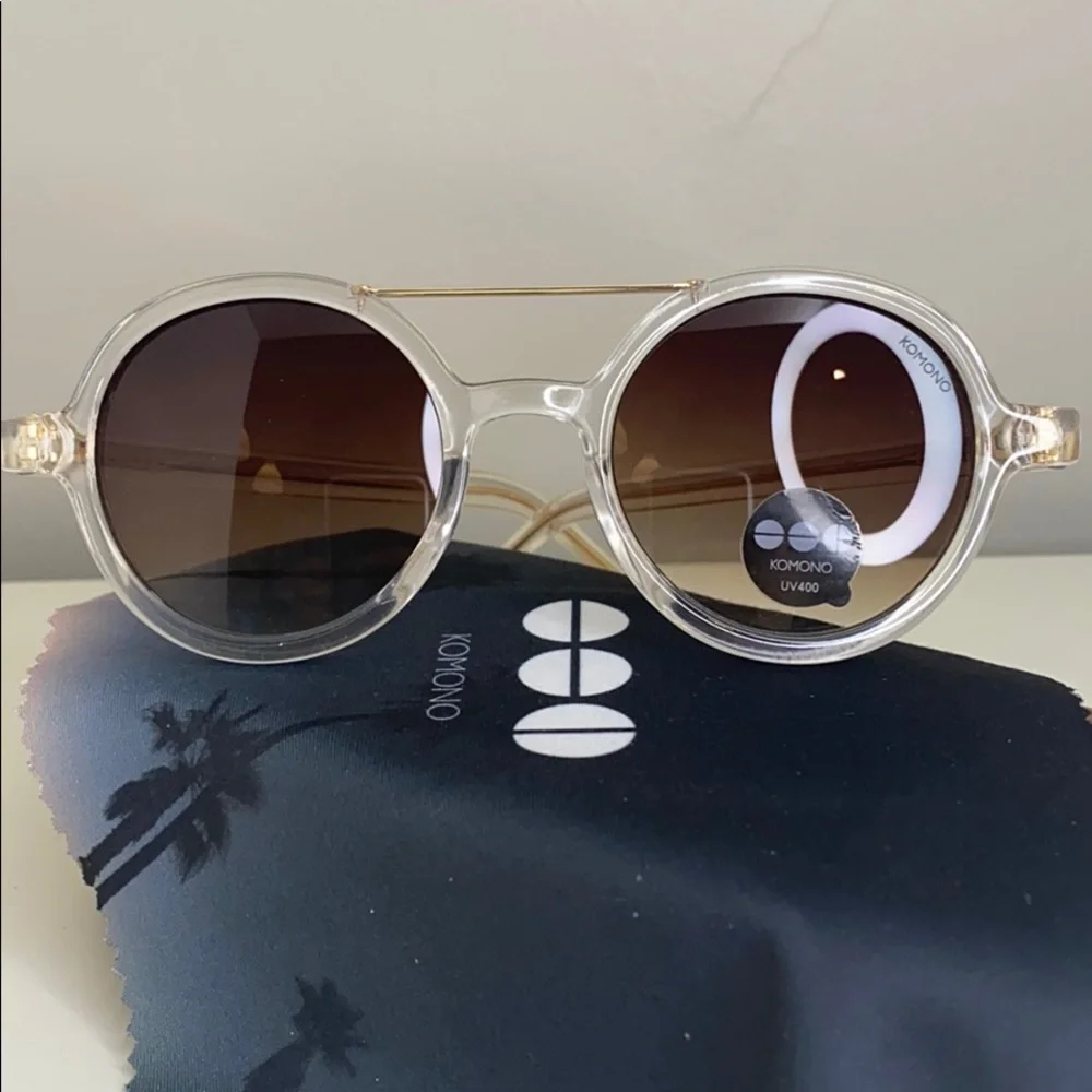 Komono Sunglasses NEW Vivien Clear round frame gold