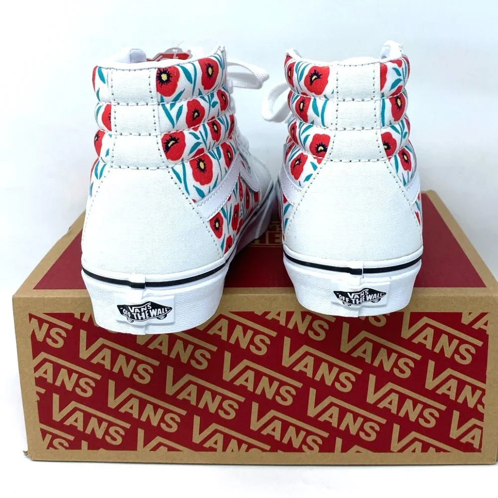 💖MEGA SALE💖VANS Sk8-HI Womens  Flowers White Leather  Cushion  VN0A5HXV891