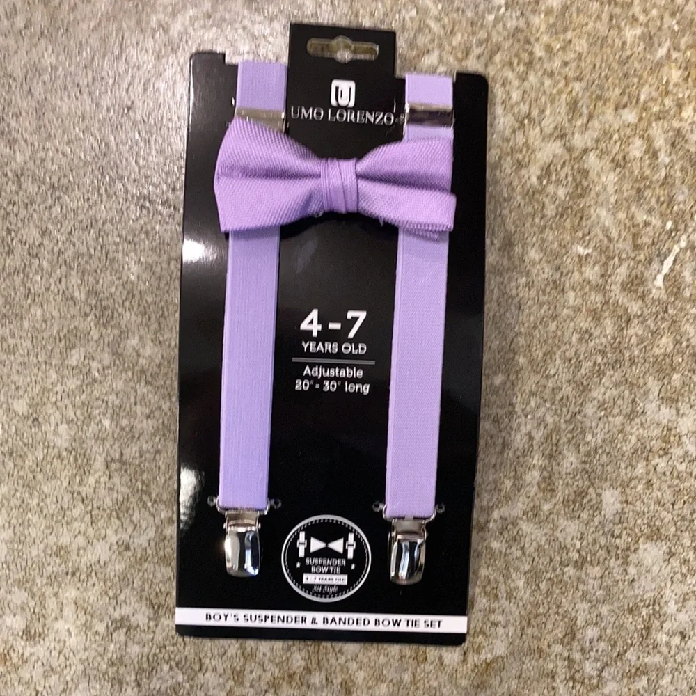 Lilac lavender boys suspender and bow tie set
