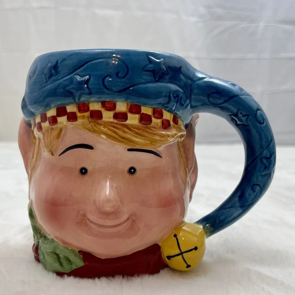 Tis The Season Christmas Elf Large Ceramic Coffee Mug 20oz Hat Handle