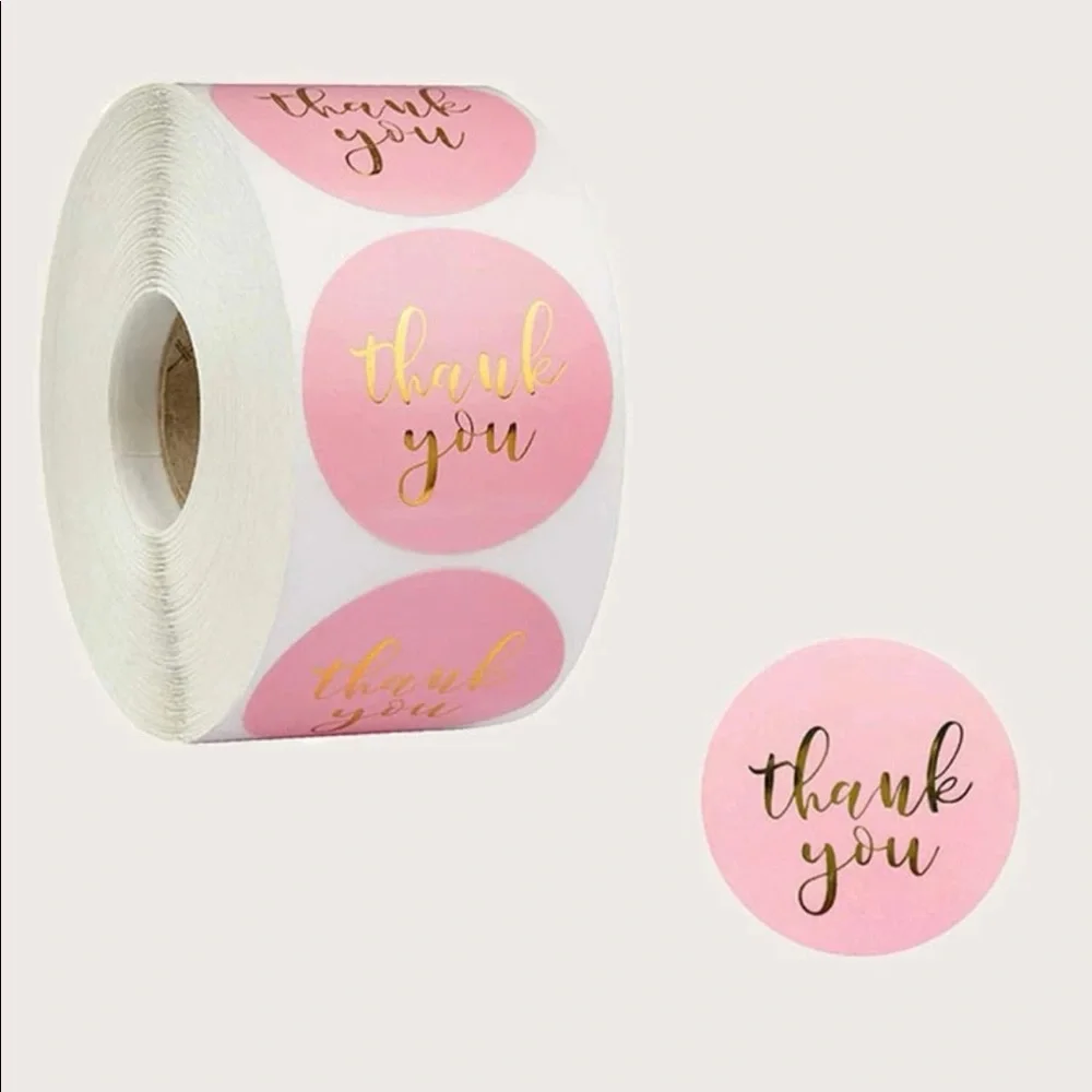 Thank you stickers in pink color
