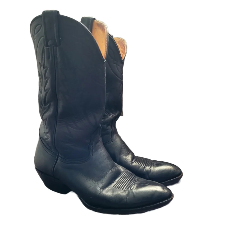 Nocona Men's western Boots US 9 D Black Leather Cowboy Pull on Boots