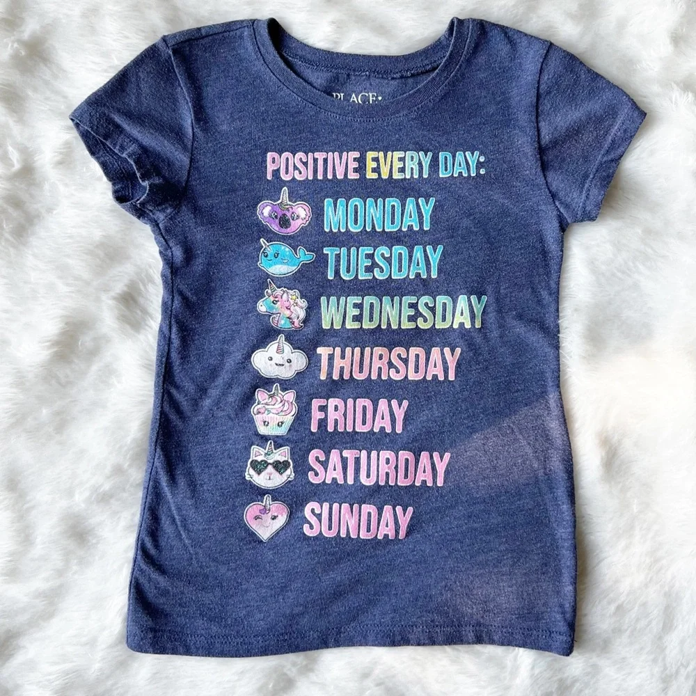 The Children’s Place Positive Every Day Short Sleeve Graphic T-Shirt Girls XS 4