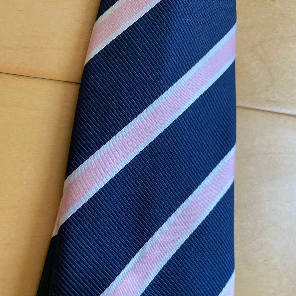 Gymboree Navy and Pink Striped Tie with Velcro Closure