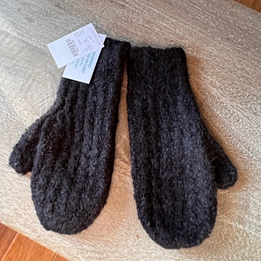 J. Crew Crewcuts Black Panda Bear Paw Mittens NWT