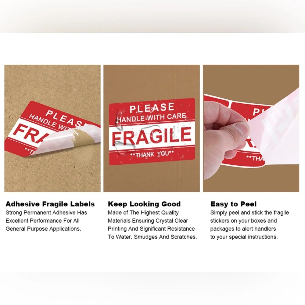 30 Fragile Stickers 3” X 2” Large Red Please Handle With Care Fragile Thank You