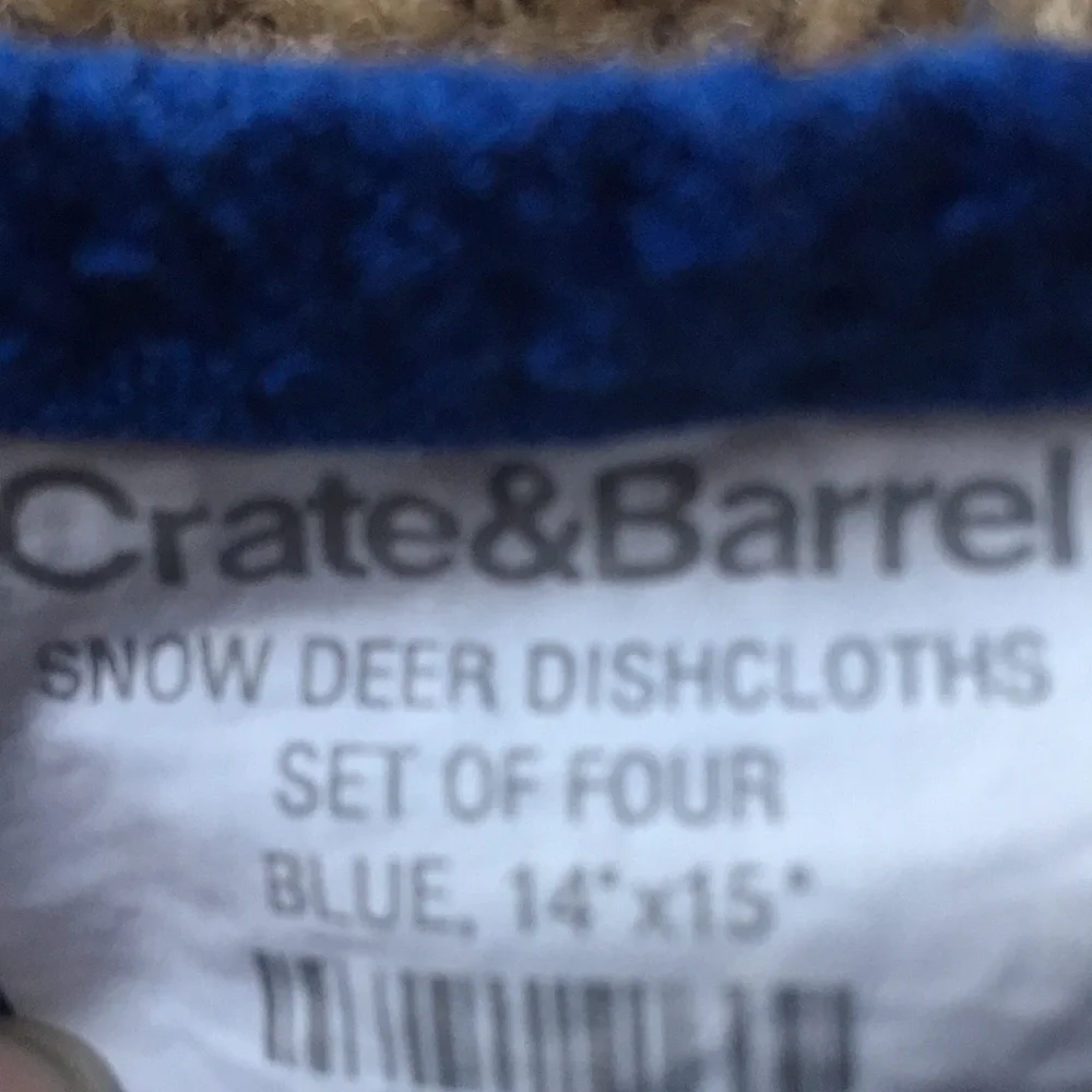 Crate & Barrel Snow Deer Dishcloths, Set of 2