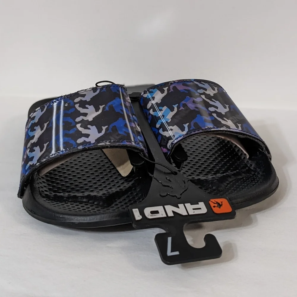 NWT Size 7 Men's Crossover Lenticular Basketball Sport Print Slide Sandals