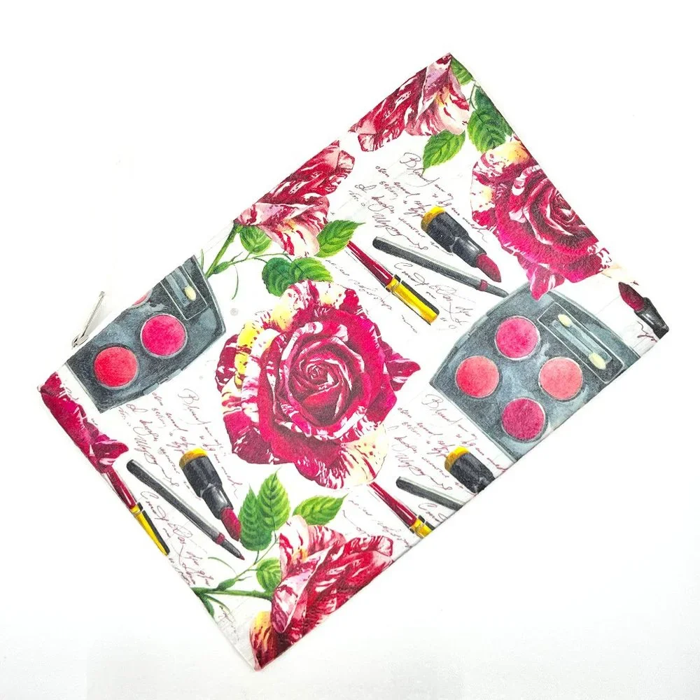 New / Handcrafted - Hand Decorated Cosmetic / Travel Zipper Pouch Bag