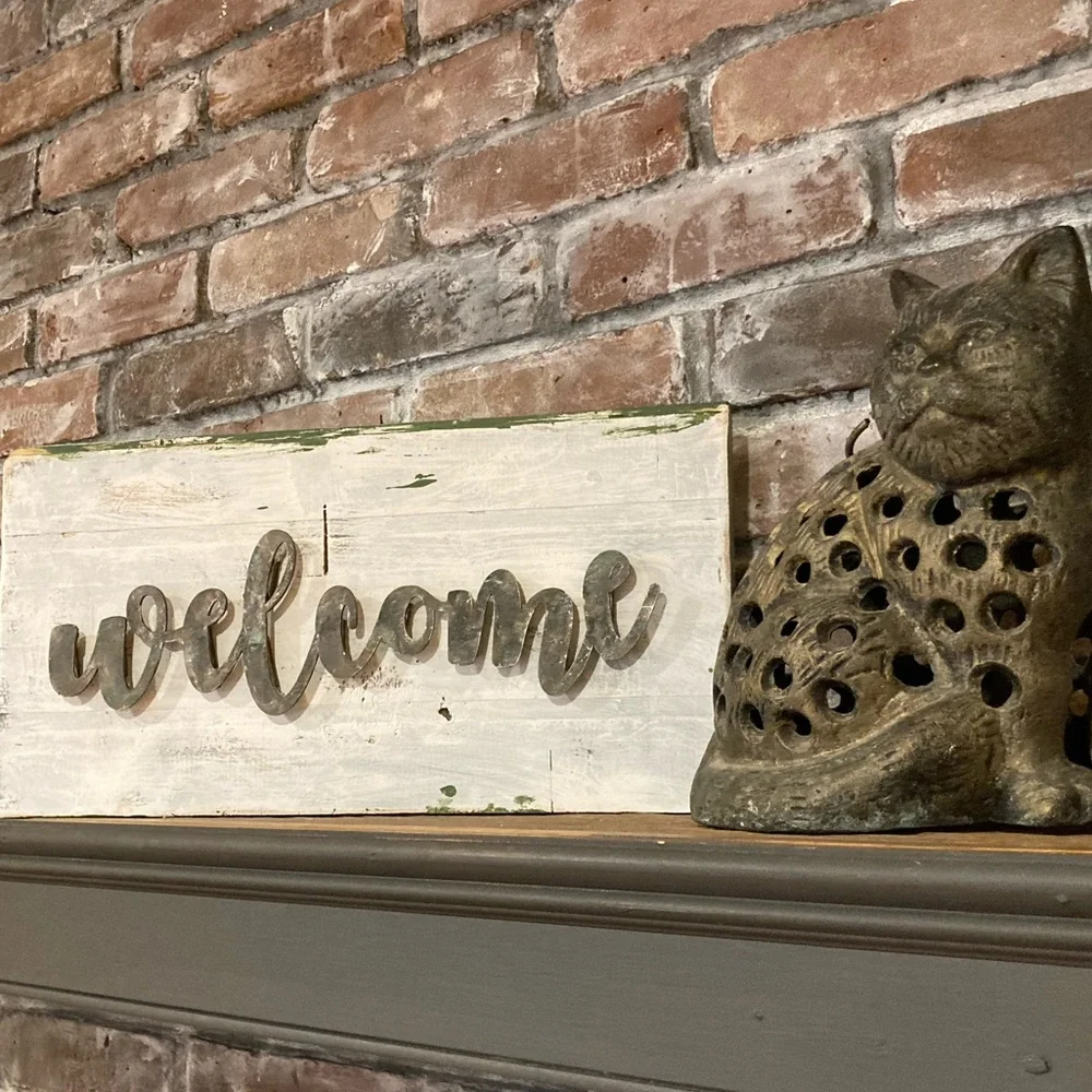 NWT! handmade shabby chic wood WELCOME sign