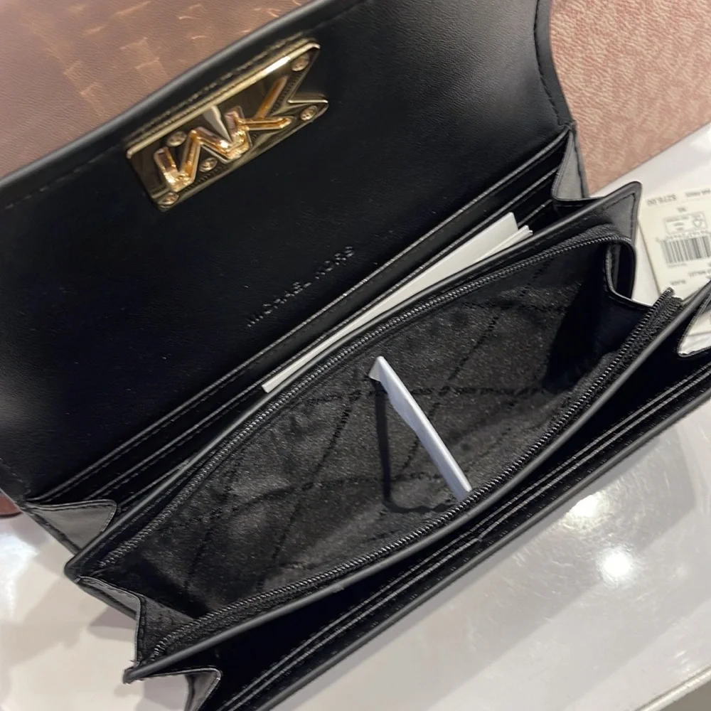 Michael Kors Mimi Large Saffiano Leather Bi-Fold Continental Wallet Black NWT