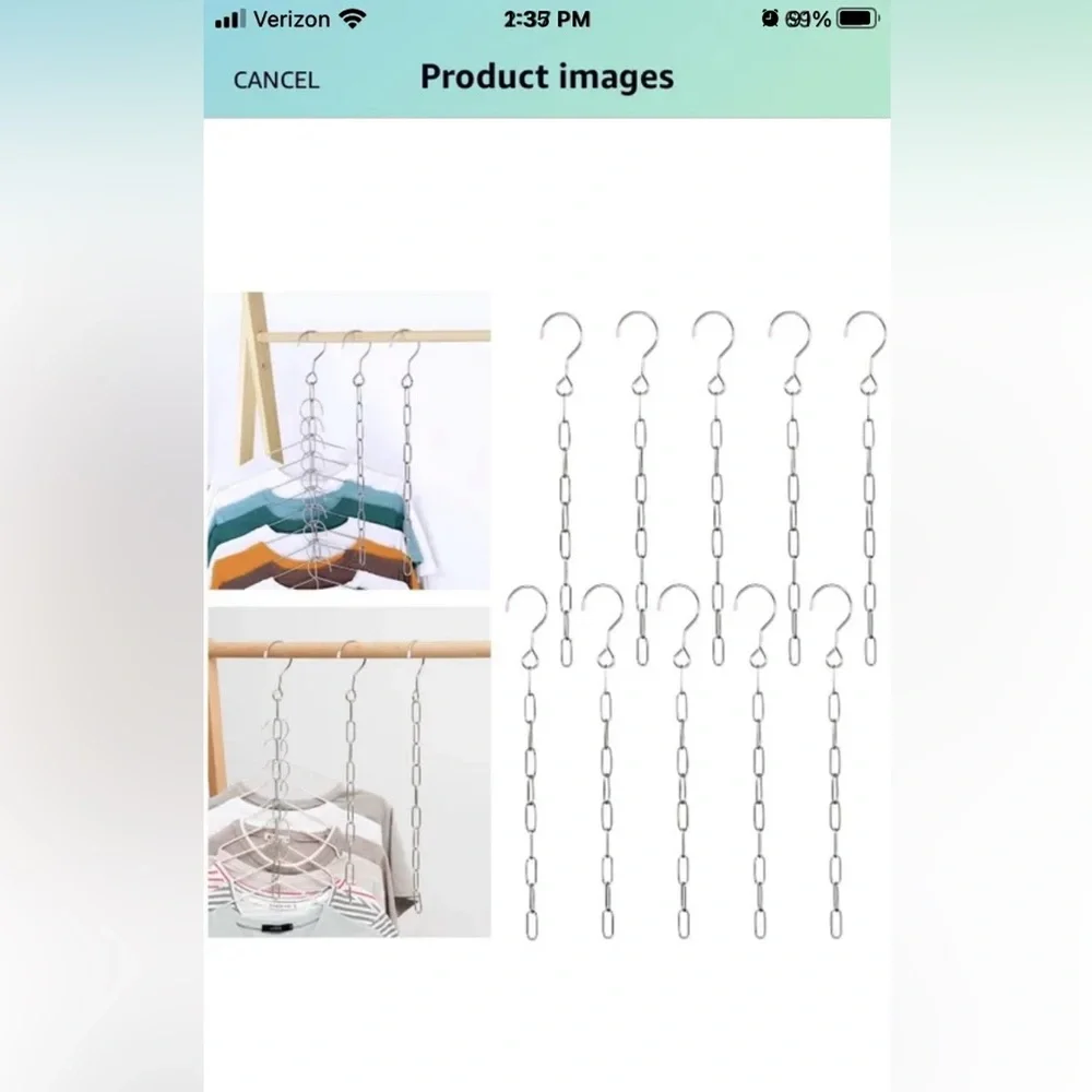 10 space Saving Heavy Duty Metal Chain Hangers for closet storage organization