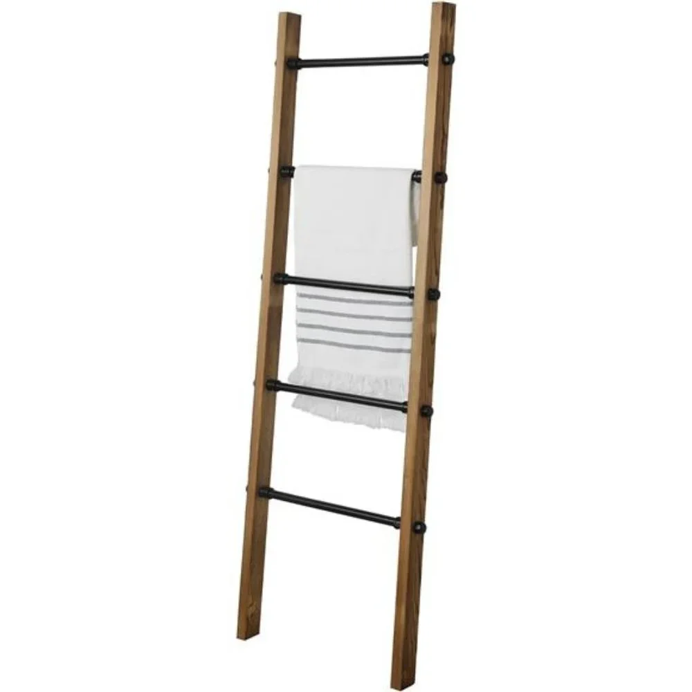 Rustic Burnt Wood Throw Quilt Blanket Ladder Farmhouse Style