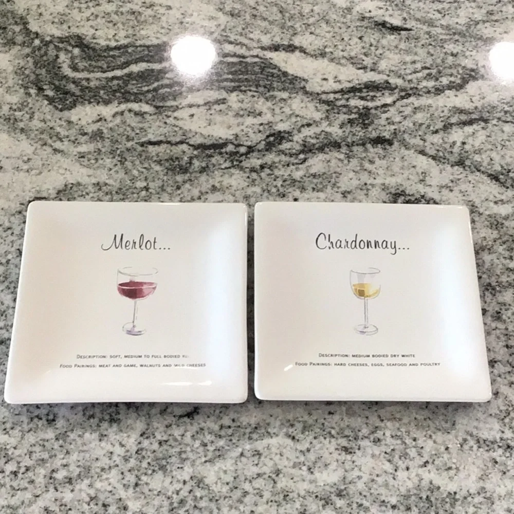 Pottery Barn Merlot & Chardonnay Wine Guide Plates