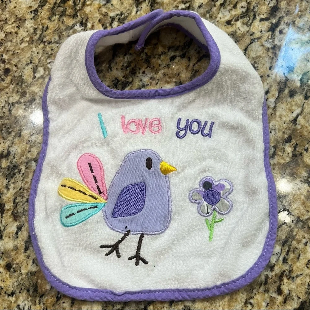 🦄$2 add on item❤️2/$15❤️5/$25❤️ BABY ESSENTIALS | “I love you” flower/bird bib