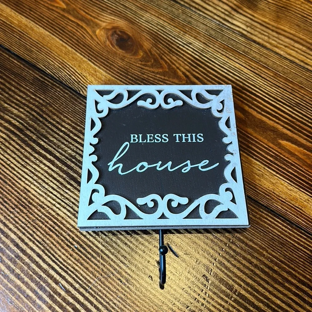 Bless This House Black & White Mini Hangar Hook- Perfect item to bundle and save