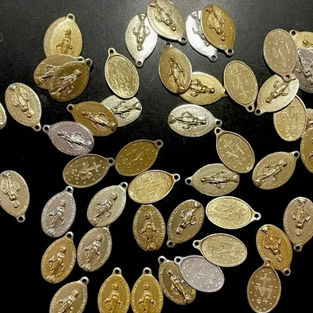 Lot of 20 Gold Miraculous Mary Religious Medals from the 1950's