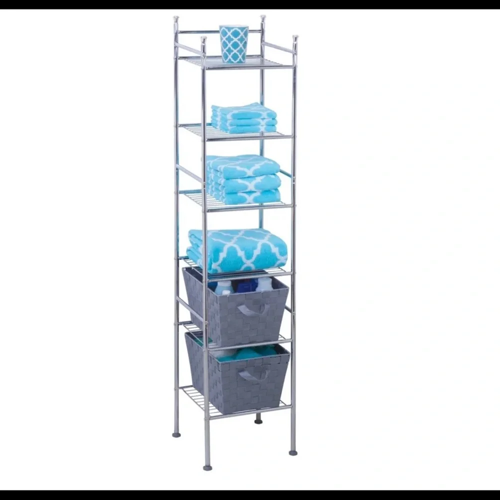 🎁 new - 6 Tier Chrome Bathroom Storage Shelving