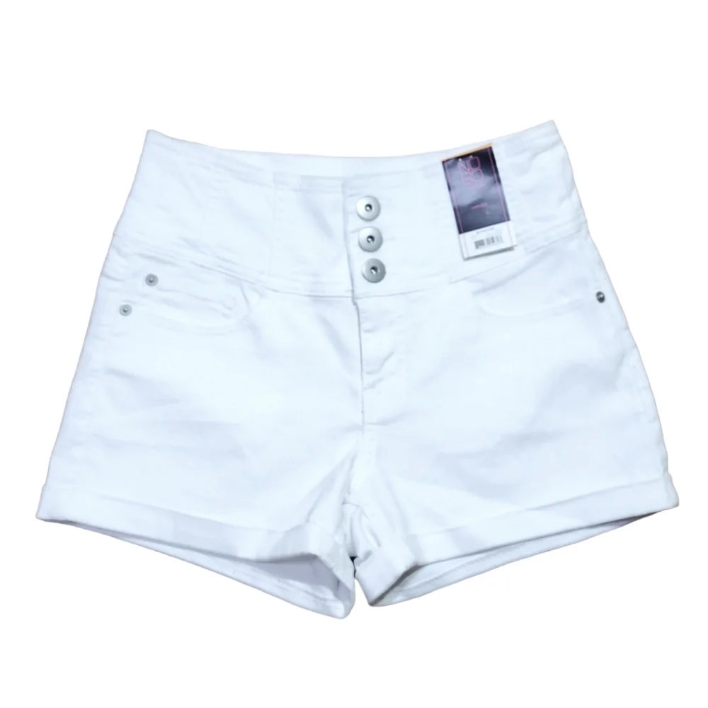 No Boundaries NWT Corset Triple Button High Rise Shorts in Arctic White Size 7