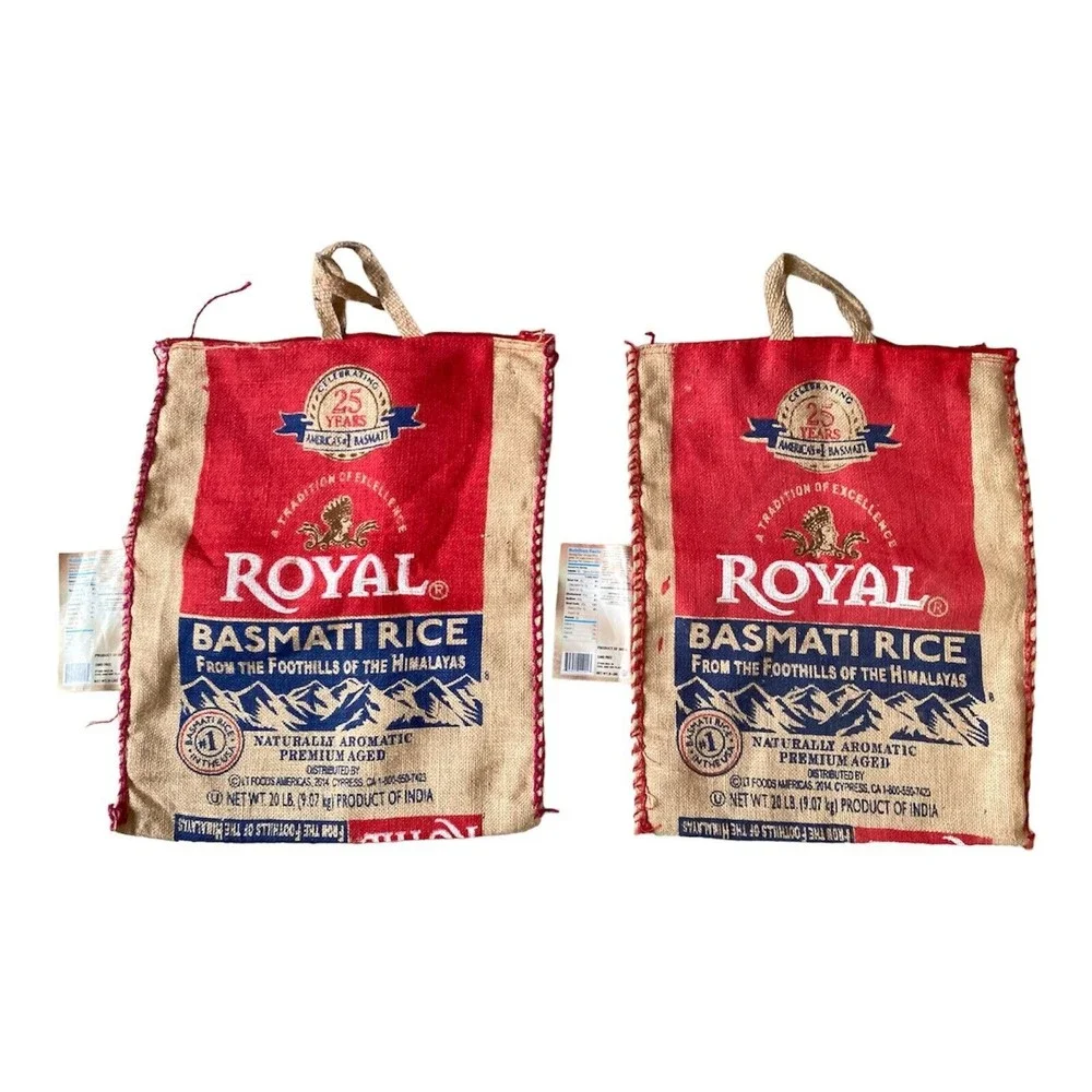 ROYAL BASMATI Rice Bags Zipper Handles Heavy Duty Woven 20 Lbs. Storage NO RICE