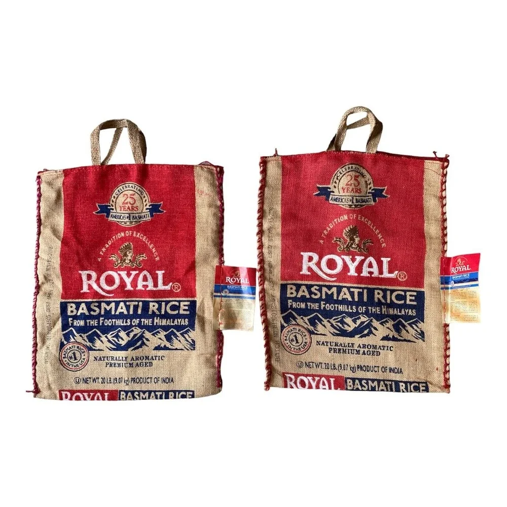 ROYAL BASMATI Rice Bags Zipper Handles Heavy Duty Woven 20 Lbs. Storage NO RICE