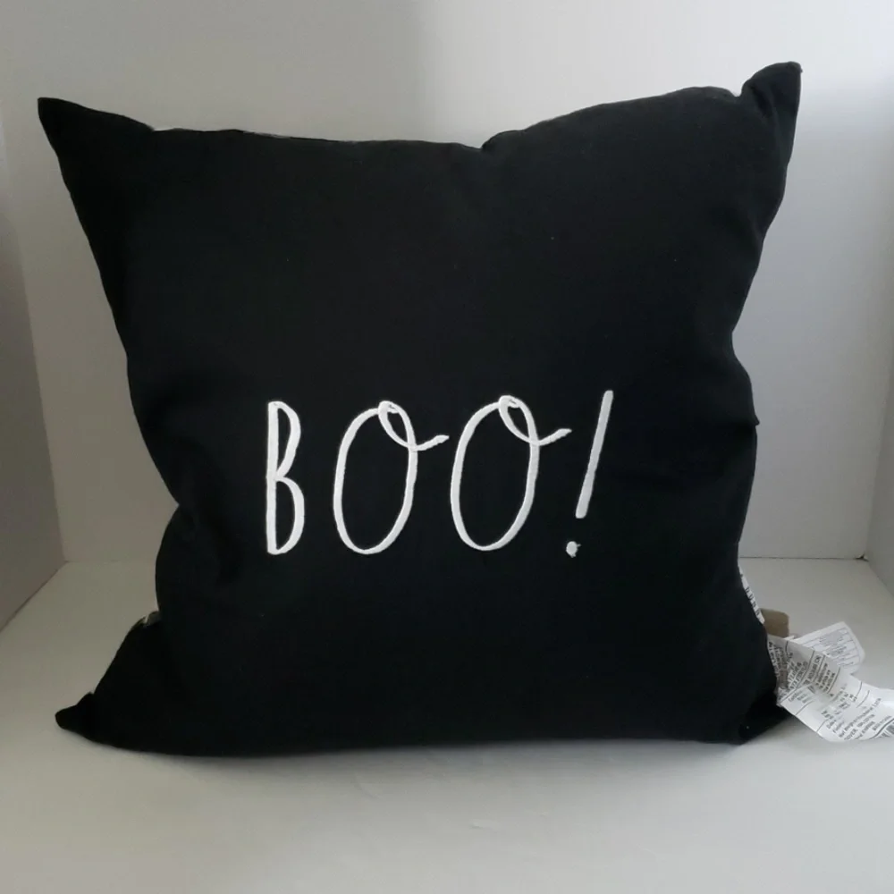 Rae Dunn BOO! Reversible Plaid pillow 20