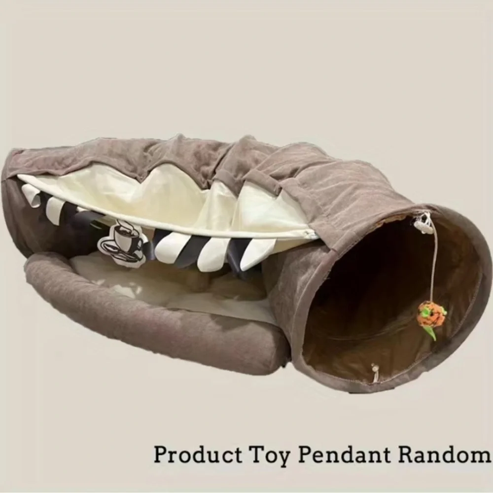 NEW Cat Tunnel: Collapsible Washable Bed & Toy for Indoor Cats-Coffee