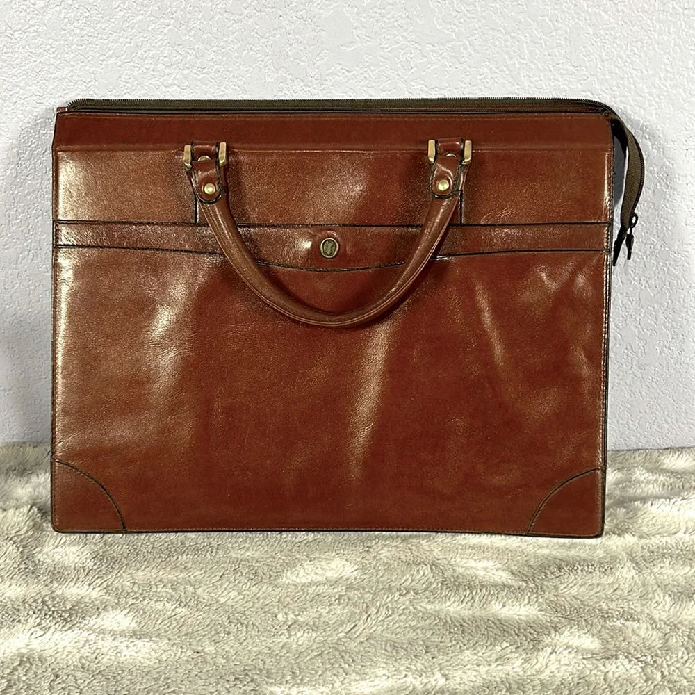 Vintage Gold Pfeil sport 16” Brown Leather Briefcase Portfolio Document Bag