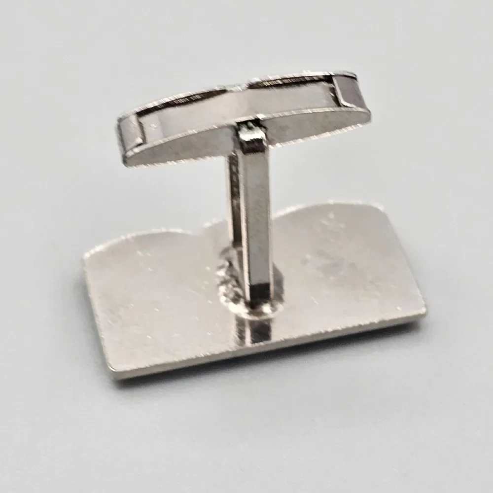 Vtg Open Book Cufflinks Silver Tone Whale Back Literary Research Mens Gift USA
