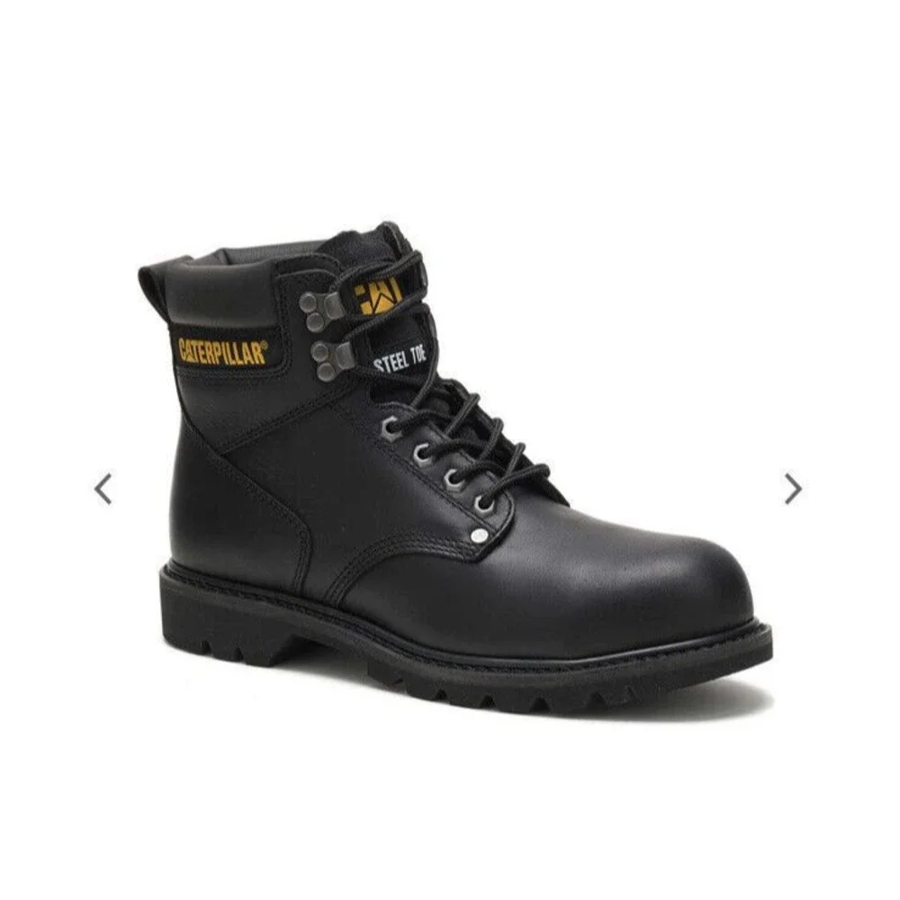 CAT Second Shift Steel Toe Work Boot Black Leather 13 W Wide Man caterpillar