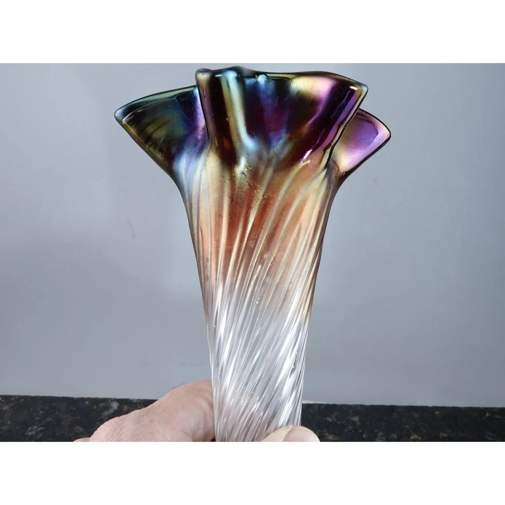 c1910 Rindskopf Pepita Boheian Iridescent Art glass vase