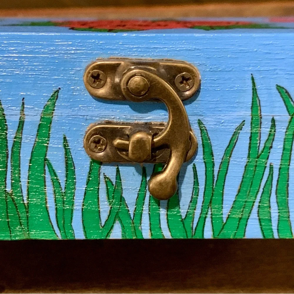 Blooming Rose Blue Wooden Box
