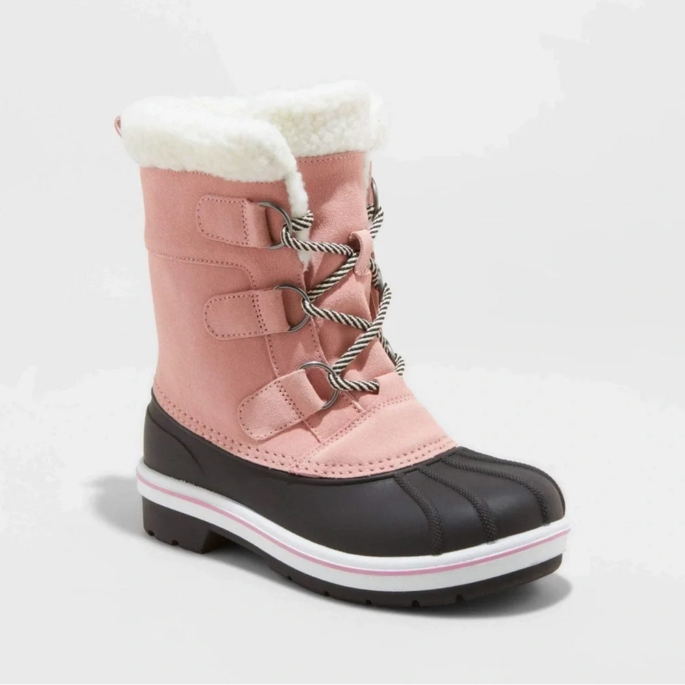 Cat & Jack Girls Snow Winter Waterproof Pink Boots Size 5