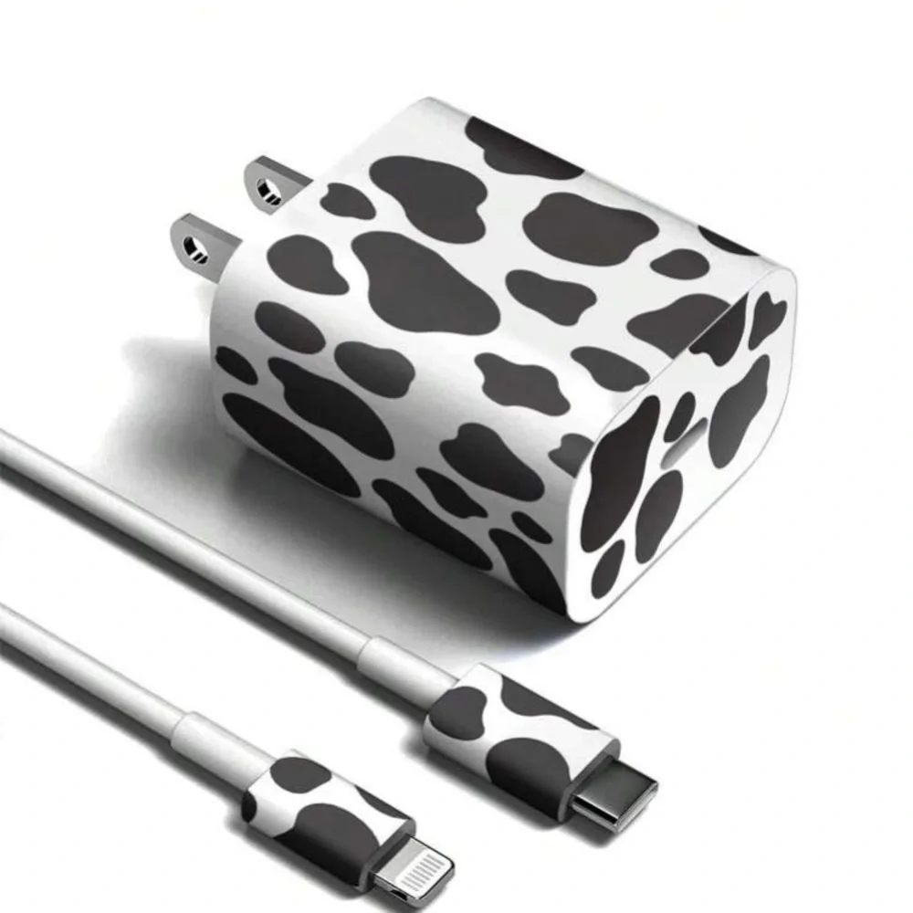 Cow Pattern Data Cable & Charger Head Sticker