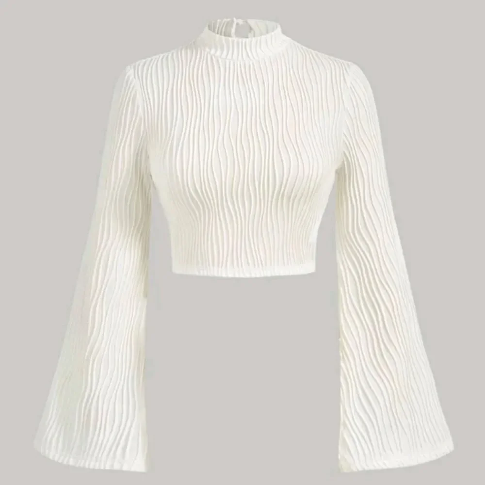 Ivory Mock Neck Key Hole Crop Top