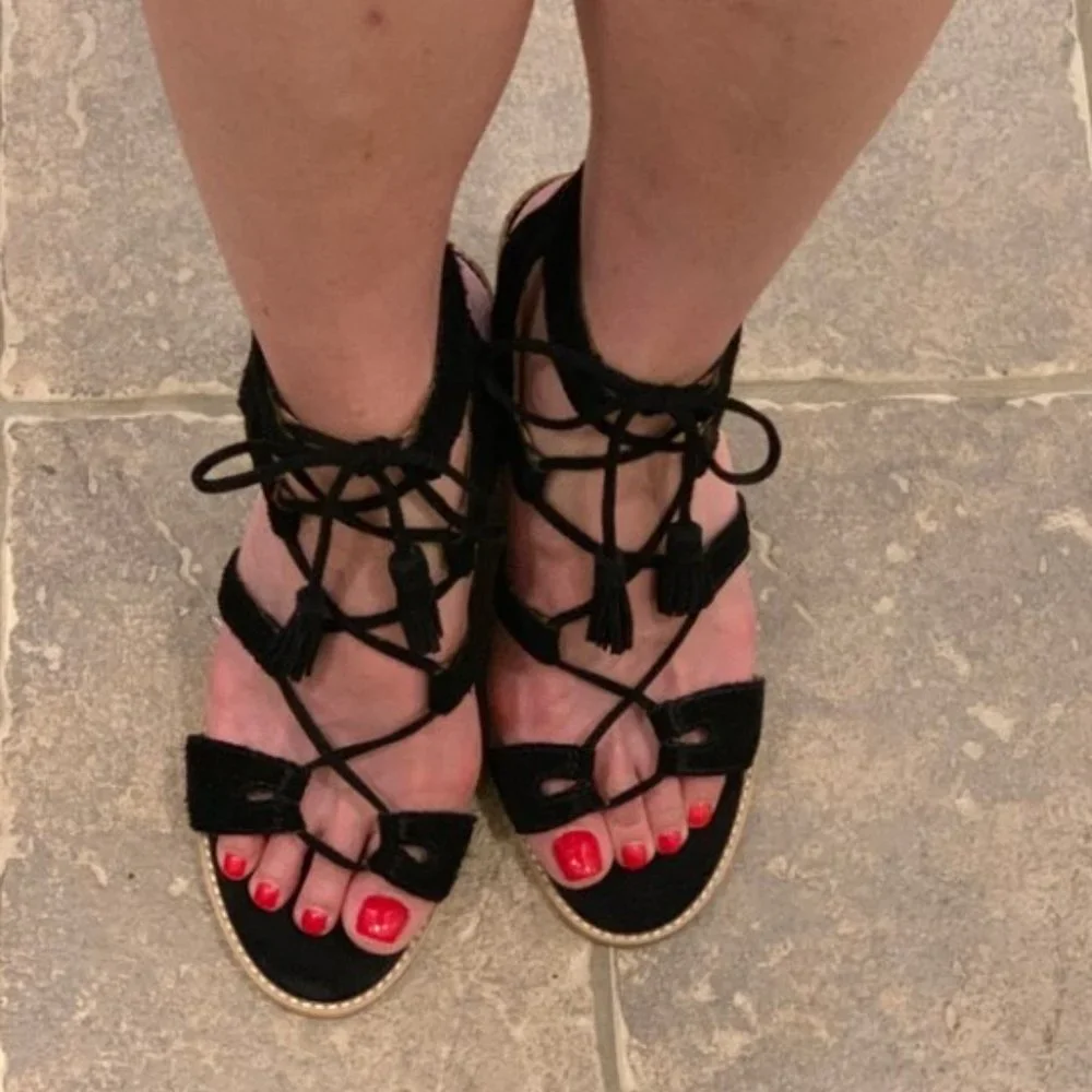 DOLCE VITA Black Suede Lace Up Sandals