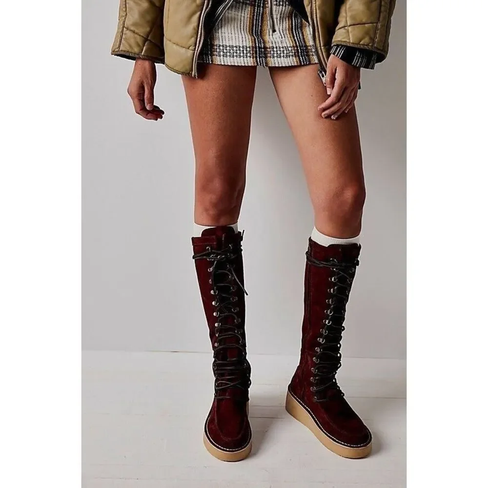Free People Ava Tall Lace Up Boots Size 37