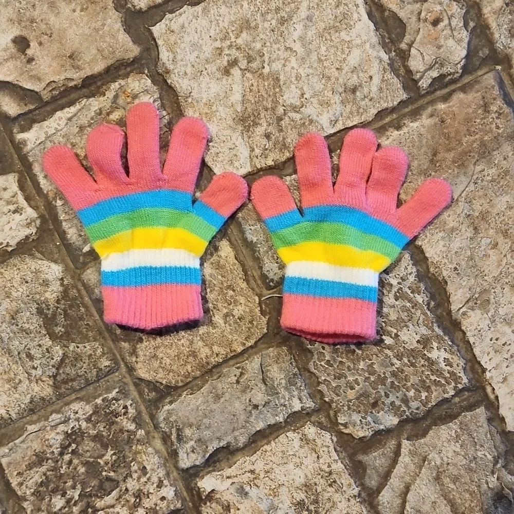 Girls Striped Gloves