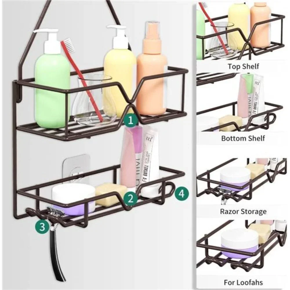 Shower Caddy Over Shower Head Hanging Bathroom Caddy for Shower Organizer 4Hooks