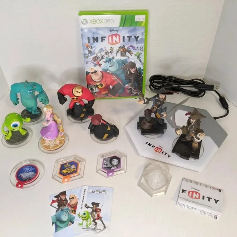 DISNEY INFINITY Game Portal Figures Lot XBOX 360 Pirates Marvel Monster Rapunzel