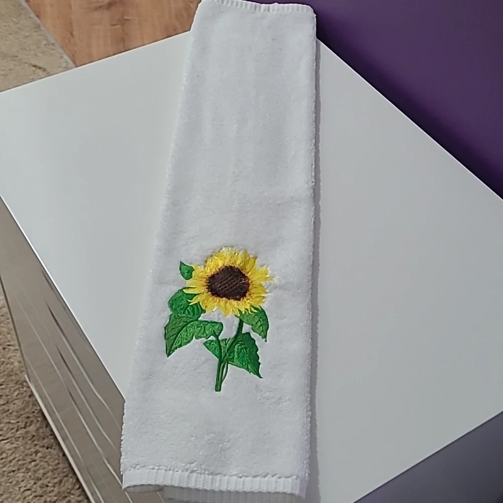 white heavy embroidered hand towel
