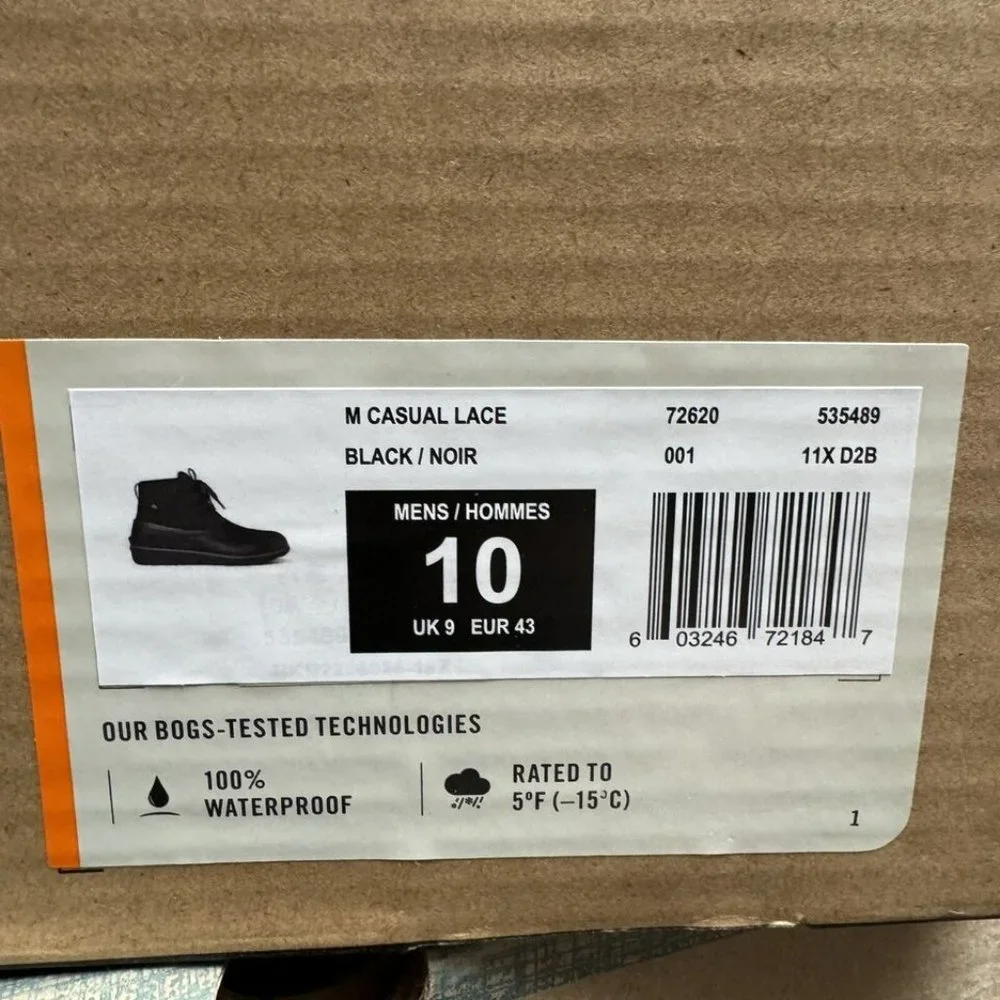 Bogs Mens Casual Lace Boot Black Size 10 M