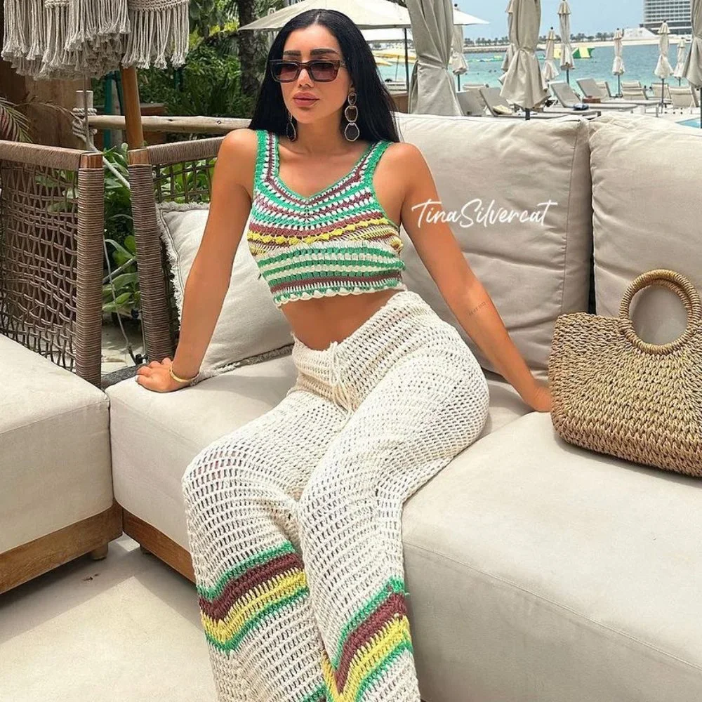 BLOGGER'S FAVE! Zara 2 Piece Co-Ord Crochet Pants And Crochet Top Set NWT