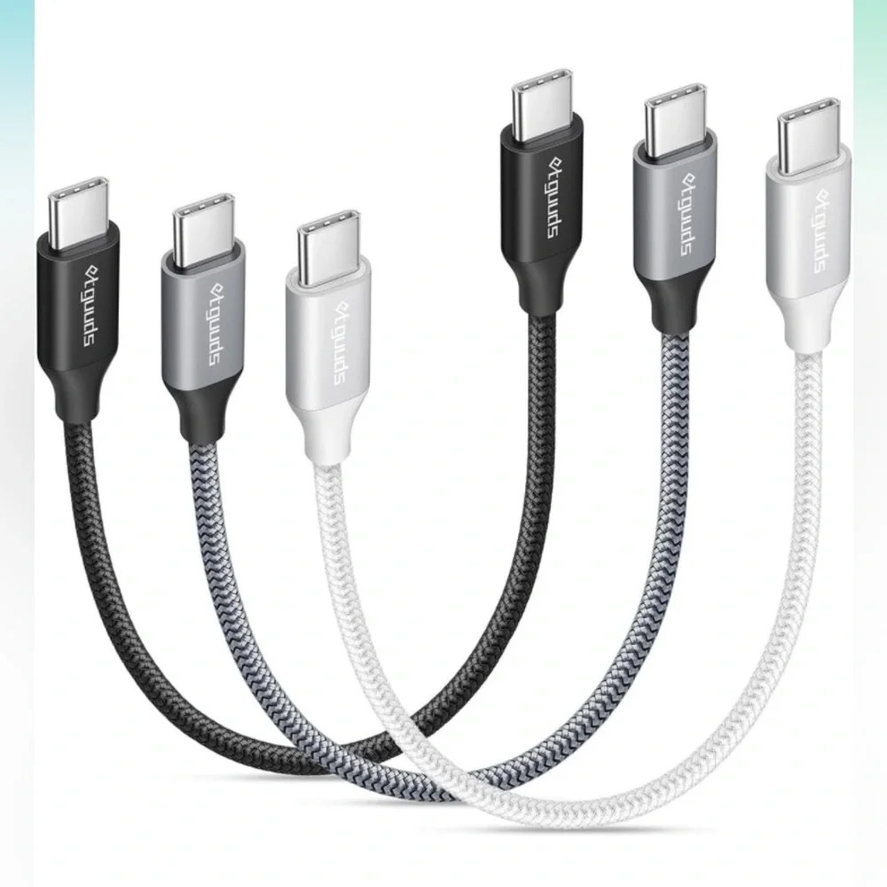 Etguuds USB C to USB C Cable 1ft, 3-Pack in a box Fast Charging total of 6 wires