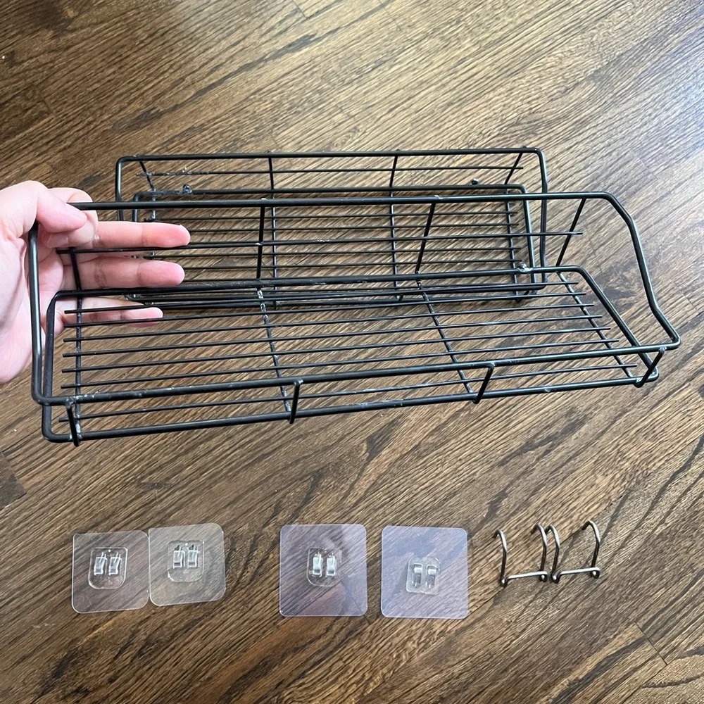 Shower Caddy Shelf with Hooks Storage Rack Organizer for Bathroom - 2 Pack