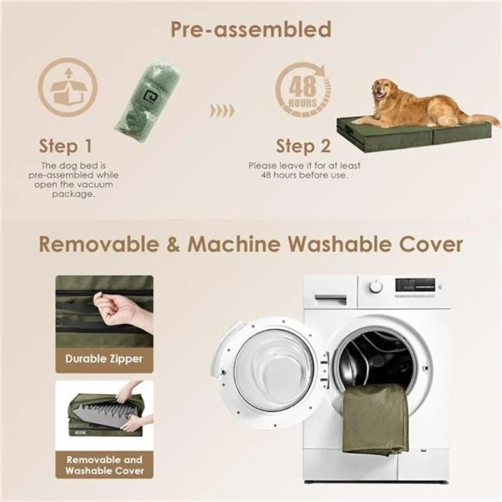 Foldable Waterproof Large Dogs Orthopedic Dog Bed with Washable Removable Cover