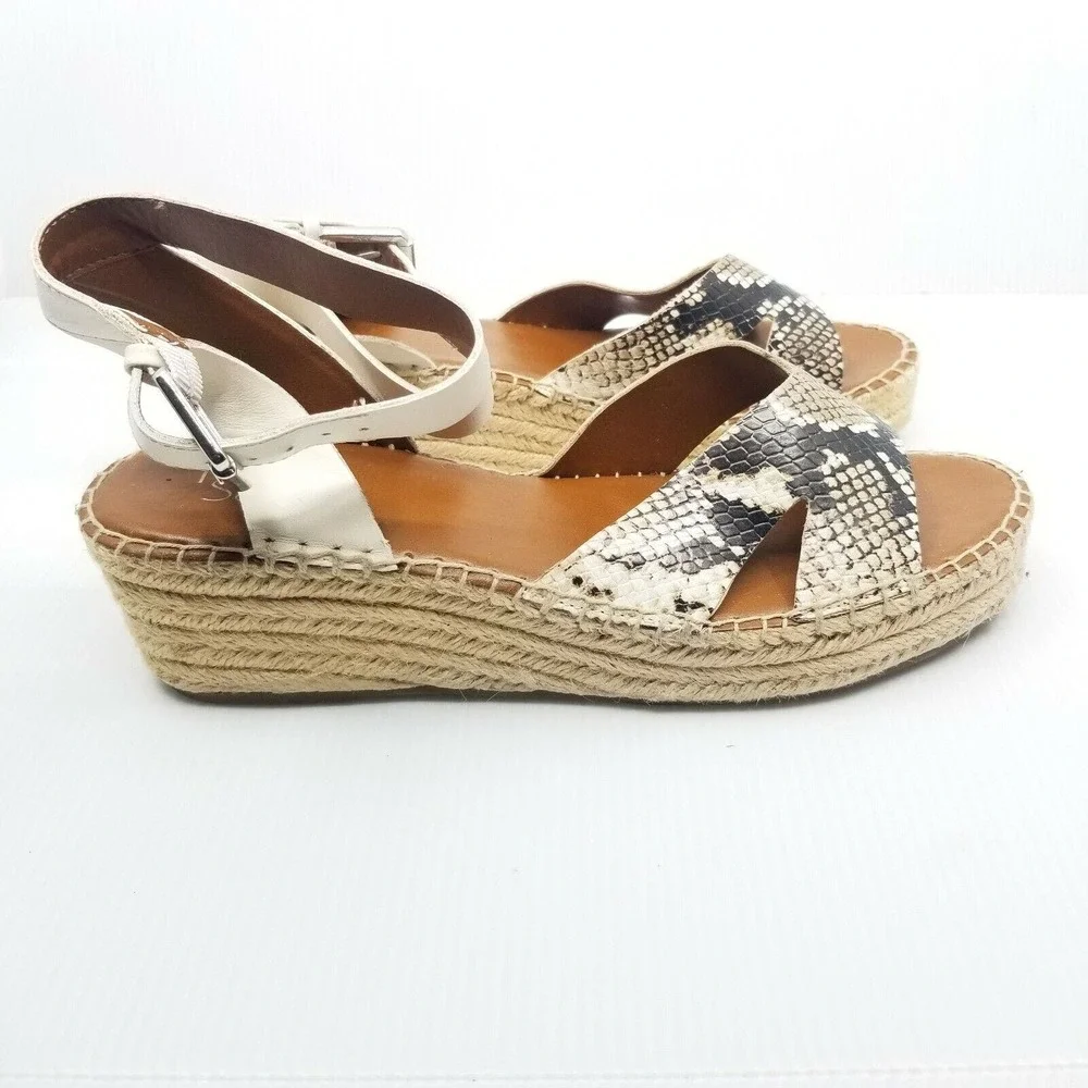 Franco Sarto Pellia 2 Espadrille Snake Print Wedge Sandal NWOT Size 9.5